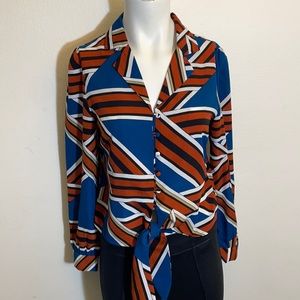 Forcast Blue and Orange Striped Button Down Shirt